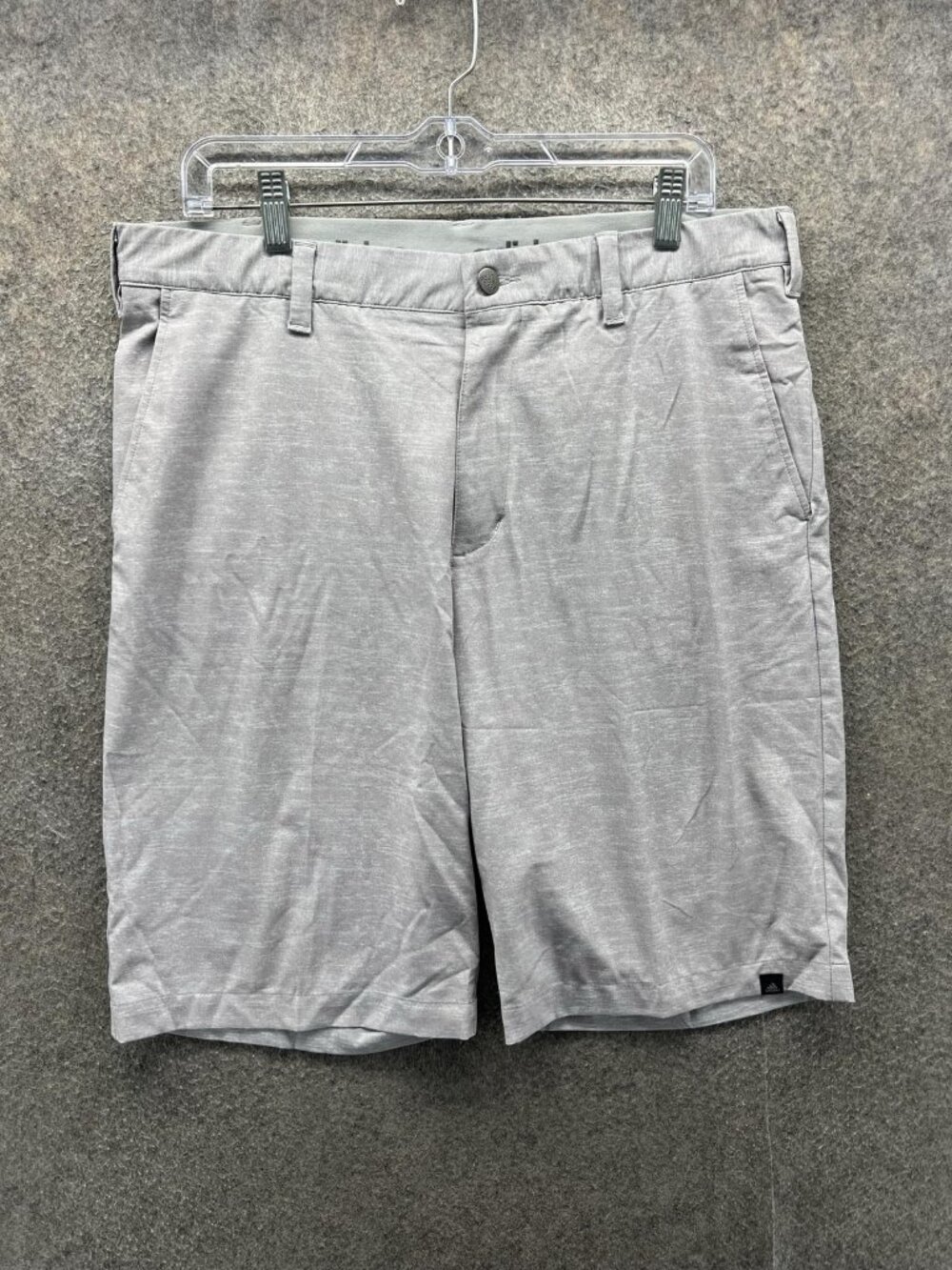 Adidas Shorts Mens 34 Light Gray Chino Flat Front Stretch Performance Casual